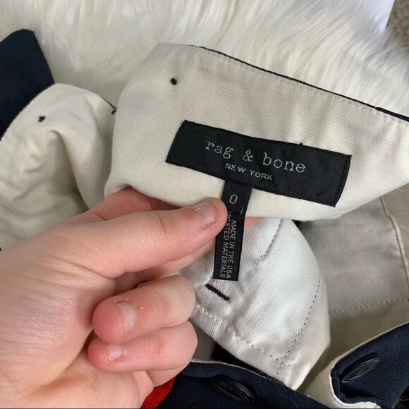 Rag & Bone Navy Blue Dagger Side Tuxedo Stripe High Waist Slim Pants Szie 0 - Picture 8 of 8